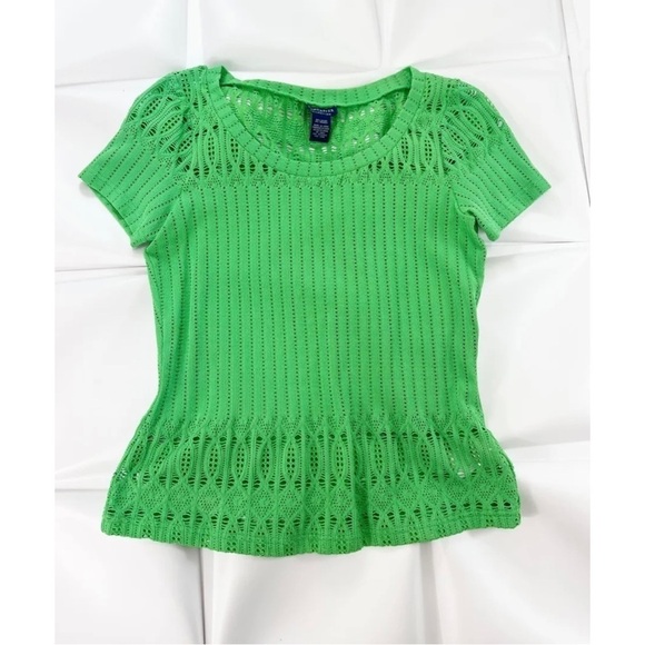 Doncaster Collection Womens Sz S Green Pointelle Top Stretch - Picture 1 of 6